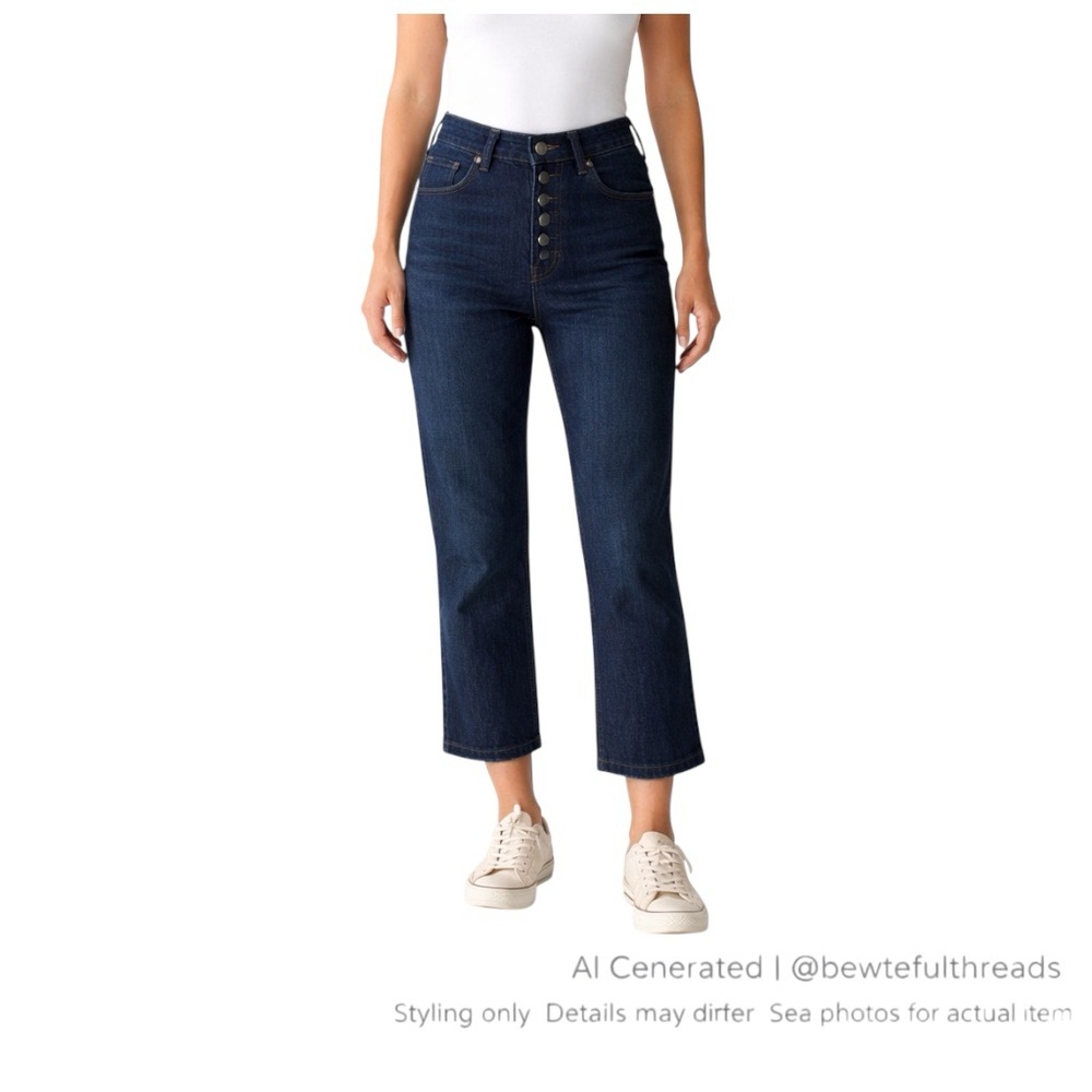 PrAna Outdoor Organic Cotton Stretch Cropped Jeans Dark Wash Button Fly Size 12